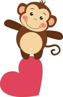 süß Affe auf oben von Herz vektor
