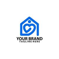Zuhause Herz Pflege Logo Design Vektor