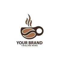 Becher Kaffee Bohne Cafe Logo Design Vektor