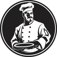 smak de artisteri svartvit kulinariska hantverk gourmet förträfflighet i svart kock vektor porträtt design