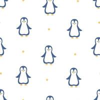 nahtlos Muster von süß Karikatur Pinguin und Sterne. Hintergrund Hintergrund zum Kinder mit ein komisch Arktis Tier. vektor