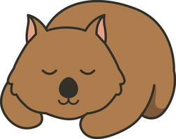 söt tecknad serie wombat sovande på vit bakgrund. vektor illustration. platt design.