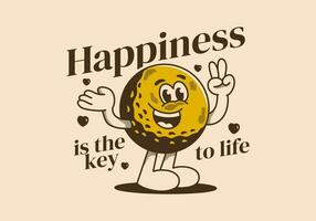 Glück ist das Schlüssel zu Leben. Maskottchen Charakter Illustration von Golf Ball mit glücklich Gesicht vektor