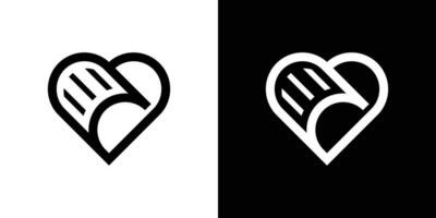 logotyp design kombination av kärlek form med papper, vektor