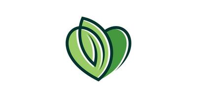 logotyp design kombinerande en hjärta eller kärlek form med löv. vektor