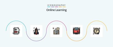 online Lernen Linie gefüllt eben 5 Symbol Pack einschließlich markieren. Kurs. Lernen. online. E-Learning vektor