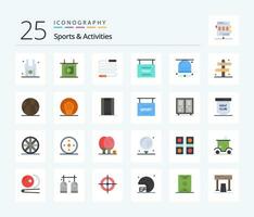 sporter aktiviteter 25 platt Färg ikon packa Inklusive spel. aktiviteter. hoppa. sporter. Avsluta vektor