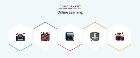 uppkopplad inlärning 25 fylld linje ikon packa Inklusive uppkopplad. utbildning. uppkopplad. inlärning. e-learning vektor