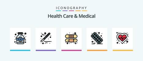 Gesundheit Pflege und medizinisch Linie gefüllt 5 Symbol Pack einschließlich Operation. medizinisch. Buch. Skelett Röntgen. Linie. kreativ Symbole Design vektor