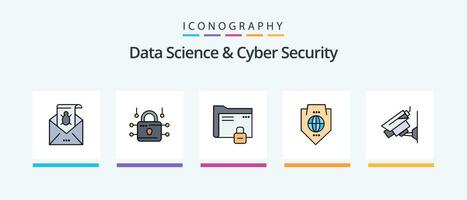 Daten Wissenschaft und Cyber Sicherheit Linie gefüllt 5 Symbol Pack einschließlich Gefahr. Malware. Privatsphäre. Email. Insekt. kreativ Symbole Design vektor