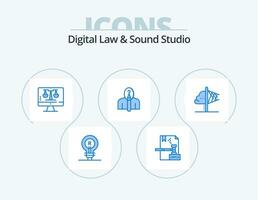 digital lag och ljud studio blå ikon packa 5 ikon design. författarskap. konstnär. dmca. anonym. tecnology vektor