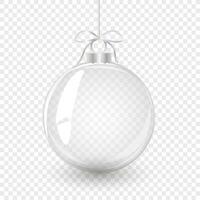 glas jul boll med rosett. element av Semester dekoration. vektor objekt för jul design, mockup, vykort, inbjudan, affisch, baner