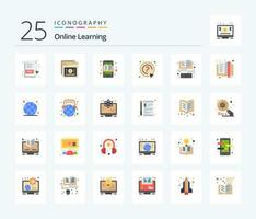 online Lernen 25 eben Farbe Symbol Pack einschließlich E-Book. Unterstützung. Bildung. Frage. Fragen vektor