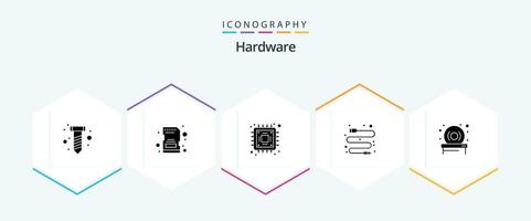 Hardware- 25 Glyphe Symbol Pack einschließlich . . Mikrochip. Hardware. Platte vektor