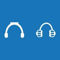 Kopfhörer Symbol im eben Stil. Kopfhörer Vektor Illustration auf Blau Hintergrund. Kopfhörer Geschäft Konzept.