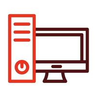 skrivbordet dator vektor tjock linje två Färg ikoner för personlig och kommersiell använda sig av.