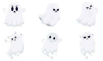 uppsättning av söt halloween spöke tecken vektor illustration