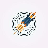 bricka rymdskepp logotyp vektor, raket design illustration, flyg årgång ikon, logotyp raket för resa företag vektor