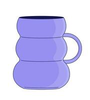 nordisch Stil Keramik Becher 2d linear Karikatur Objekt. einzigartig Trinkgeschirr isoliert Linie Vektor Element Weiß Hintergrund. skandinavisch handgemacht Keramik Tasse mit Griff Farbe eben Stelle Illustration