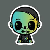 zombie pojke, en söt och kuslig klistermärke för halloween vektor
