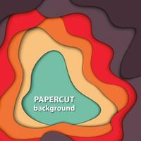 Vektorhintergrund mit leuchtend orangefarbenen, roten und grünen Papierschnittformen. 3D abstrakter Papierkunststil, Designlayout für Geschäftspräsentationen, Flyer, Poster, Drucke, Karten, Broschürencover. vektor