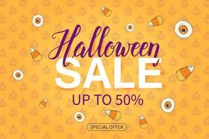 halloween försäljningsaffisch med lup till 50. specialerbjudande vektor