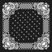 Bandana Paisley Ornament Design mit Totenköpfen und Musiksymbol 1 vektor