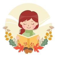 läser bok på hösten