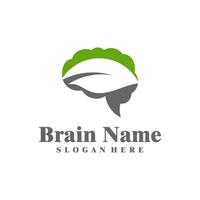 Natur Gehirn Logo Design Vektor. kreativ Gehirn mit Blatt Logo Konzepte Vorlage vektor