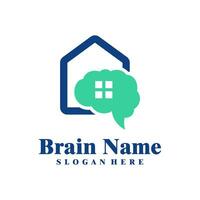 Haus Gehirn Logo Design Vektor. kreativ Gehirn mit Haus Logo Konzepte Vorlage vektor