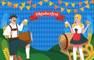 människor som firar oktoberfest bakgrund vektor