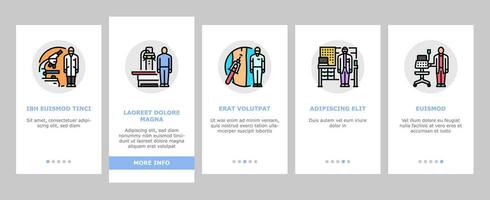 medicinsk tekniker onboarding ikoner uppsättning vektor