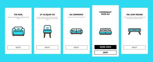 möbel lyx interiör Hem onboarding ikoner uppsättning vektor