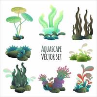 Aquascape-Vektor-Illustrationssatz, Aquarienpflanzensatz vektor