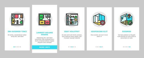 interiör designer kontor onboarding ikoner uppsättning vektor