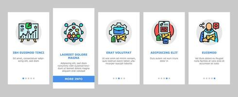 social media marknadsföring onboarding ikoner uppsättning vektor