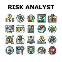 risk analytiker företag ikoner uppsättning vektor