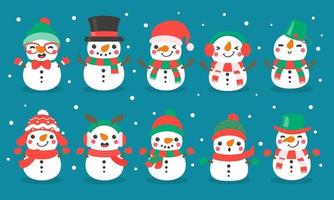 Schneebälle zu Schneemännern geformt. zu Weihnachten dekorieren. vektor