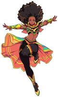 afrikanisch weiblich Superheld fliegend Anime isoliert vektor