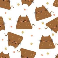 süß Katzen nahtlos Muster zum Stoff Drucke, Textilien, Geschenk Verpackung Papier. bunt Vektor zum Kinder, eben Stil