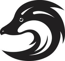 charmig näbbdjur silhuett svart näbbdjur mönster gåtfull nåd enfärgad magi näbbdjur emblem i blacks förbryllande skönhet vektor