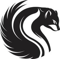 skunk silhuett ikoniska svart briljans under de Ränder vektor logotyp undra
