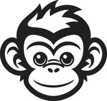 noir skönhet i natur schimpans symbol elegant enkelhet i de djungel svart vektor logotyp