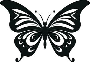 fjäril i flyg svart vektor emblem elegans tar vinge svart fjäril ikon