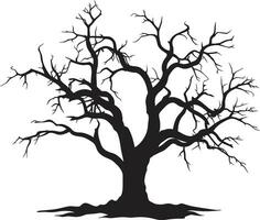 tyst skuggor svart vektor artisteri av en livlös träd evig vilar plats enfärgad farväl till förfall