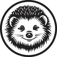 Igel Federkiele und stachelig Schwanz Emblem minimal Igel Eleganz im Vektor Kunst