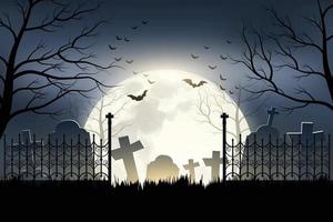 Halloween-Friedhof in der Nacht des Vollmondes. vektor