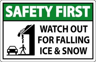 Sicherheit zuerst Zeichen Uhr aus zum fallen Eis und Schnee vektor