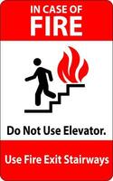 im Fall von Feuer Zeichen tun nicht verwenden Aufzüge, verwenden Feuer Ausfahrt Treppen vektor