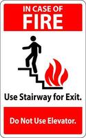 im Fall von Feuer Zeichen verwenden Treppe zum Ausfahrt, tun nicht verwenden Aufzug vektor